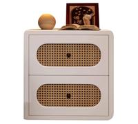 Questo Comodino con Due cassetti in Vimini e Un Piccolo tavolino Laterale in Legno è Adatto a soggiorni, camere da Letto, divani e Altri Ambienti. Stile Moderno di metà secolo. (Larghezza: 4