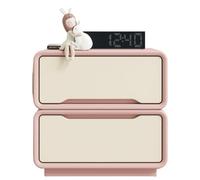 Questo Comodino in Pelle Stile Crema al Burro con cassetti, dal Design Elegante, Stabile e Non traballante, è Un mobiletto Minimalista Multifunzionale (L, 45 cm (17,7 Pollici)).