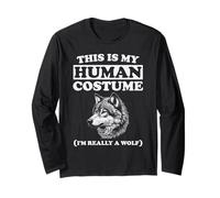 Questo è Il Mio Costume Umano I'm Really a Wolf Funny Halloween Maglia a Manica