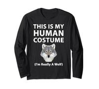 Questo è il mio costume umano I'm Really a Wolf Halloween Maglia a Manica