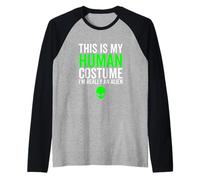 Questo è Il Mio Costume Umano Sono Davvero Una Testa aliena UFO aliena Maglia con Maniche Raglan