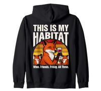 Questo è Il Mio Habitat Fox Wine Friends Friday Fun Felpa con Cappuccio
