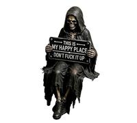 Questo è il mio posto felice. Decorazione per libreria con scheletro. Statua gotica di scheletro che legge. Umorismo nero. Decorazione gotica per la casa. Regalo Lampade Da Tavolo Eleganti (One Size)