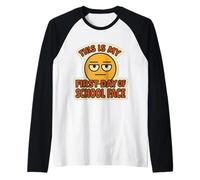 Questo è il mio primo giorno di scuola faccia divertente studente insegnante Maglia con Maniche Raglan