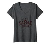 Questo è Il Mio Secondo Rodeo di Nuovo in Sella Maglietta con Collo a V, Donna, Grigio Scuro, S