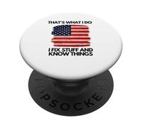 Questo è quello che faccio aggiustare roba e sapere cose USA Flag Mechanic PopSockets PopGrip Adesivo