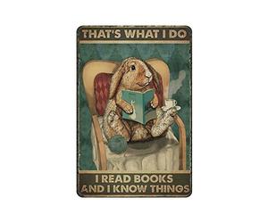 Questo è quello che faccio io leggo libri e so cose coniglio metallo targa in metallo decorazione da parete targa in alluminio cucina arredamento bagno poster retrò targa per caffetteria negozio uomo
