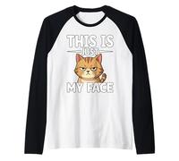 Questo è Solo Il Mio Viso Amante dei Gatti Umorismo Maglia con Maniche Raglan