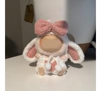 Questo è un abito da 17 cm, un capo di abbigliamento a due pezzi con un coniglietto dalle orecchie a goccia, per Labubu, un copricapo e una canottiera con spalline, per piccoli animali, carino e adora