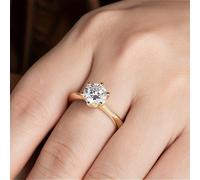 Questo è un anello nuziale realizzato in sterling 925 con sei griffe che tengono una pietra di moissanite, in oro 14K. È per matrimoni, uso e come regalo per come Natale, San, compleanni.