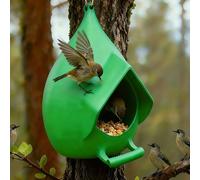 Questo è un compatto mangiatoia per uccelli da appendere per il giardino. Il suo design sferico impedisce l'accumulo di acqua e i fori di drenaggio sul fondo lo rendono leggero e facile da pulire, ada