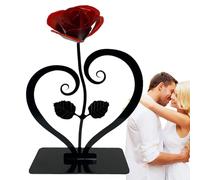Questo è un meraviglioso che esprime il tuo cuore con rosa di ferro rosso con supporto in metallo e rosa in prestito in metallo forgiato ed esprime un profondo amore per il tuo amante. Valenta Me
