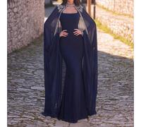 Questo elegante abito da sera da donna presenta un design con collo scialle in chiffon, una silhouette aderente e decorazioni scintillanti, che conferiscono un aspetto raffinato e grazioso. È la scelt