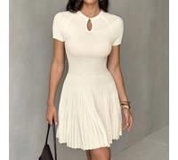 Questo elegante e semplice abito a-line in maglia beige è la scelta perfetta per le vacanze al mare in primavera ed estate, i festival musicali e le uscite casual. È ideale anche per appuntamenti roma