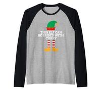 Questo Elfo può Essere corrotto con Curry Christmas Pjs Santa Helper Maglia con Maniche Raglan