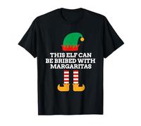 Questo Elfo può Essere corrotto con Margarita Christmas Pjs Santa Helper Maglietta