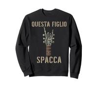 Questo Figlio Spacca Mano scheletrica Musica Rock Chitarra Felpa