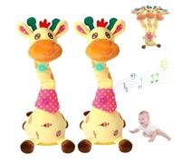 Questo giocattolo musicale a forma di giraffa danzante ripete ciò che dici, si illumina, si gira, canta e imita un peluche. Adatto anche ai bambini che giocano a pancia in giù.(Yellow*2,Battery)