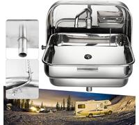 Questo lavello da Cucina Pieghevole è Adatto a Camper o Barche ed è Dotato di Un Rubinetto Pieghevole. È Adatto Anche a furgoni camperizzati, roulotte e Altri Veicoli Simili.