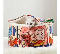 Questo letto per gatti ha un design semi-chiuso, caldo e in peluche, adatto per tutte le stagioni e per i letti per gatti in stile giapponese. Il design adorabile ispirato ai ramen lo rende adatto sia