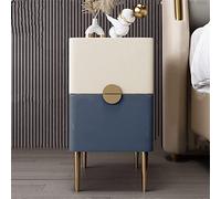 Questo Moderno Comodino di Lusso con 2 cassetti e Mobile Contenitore - Piccolo Comodino in Ardesia 25/30 cm Molto Stretto - Struttura in Legno massello - Semplice Comodino in Pelle per camer