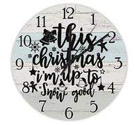 Questo Natale Sto Bene Con La Neve - Citazione Di Natale Rotondo Orologio Da Parete Facile Lettura Orologio Muro Silenzioso Quarzo Orologi Da Appendere Per Cucina Soggiorno Bar 25Cm