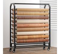 Questo Organizer Mobile per Rotoli di Tessuto con Asta Appendiabiti Regolabile e Ruote - Carrello in Vinile per Rotoli di Pelle, pellicole per finestre, espositori per Carta da Parati