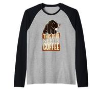 Questo Orso ha Bisogno di caffè - caffè Divertente Maglia con Maniche Raglan
