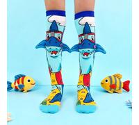 Questo paio di calze al ginocchio per bambini presenta un motivo a squalo cartoni animati e una decorazione 3D. Non sono solo calze per bambini, ma anche calze divertenti adatte a tutte le stagioni. S