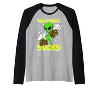 Questo pianeta succhia Alien con Valigie Design divertente Maglia con Maniche Raglan
