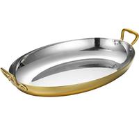 Questo Piatto Ovale in Acciaio Inox con Doppio Manico è Versatile e può Essere utilizzato Come Vassoio per antipasti o stuzzichini. È Perfetto per servire Pesce, Aragosta, Sushi, Dessert e c