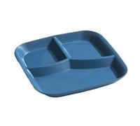 Questo piatto rettangolare a tre scomparti è lavabile in lavastoviglie e adatto for servire colazione, snack, verdure altri pasti(Dark Blue)
