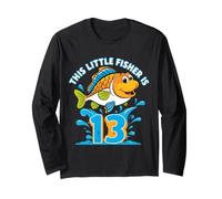 Questo Piccolo Pescatore è 13 Anni Ragazza Ragazzo Compleanno Pesca Maglia a Manica
