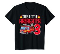 Questo Piccolo Pompiere è Il Compleanno di 3 Camion dei Pompieri per Bambini Maglietta