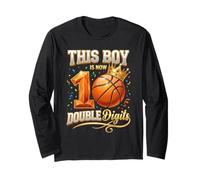 Questo Ragazzo è Ora Il decimo Compleanno di Double Digits Basketball Maglia a Manica