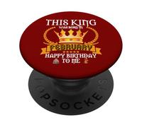 Questo re è nato a febbraio divertente febbraio compleanno papà papà PopSockets PopGrip Adesivo