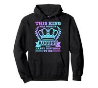 Questo re è nato ad agosto Divertente August Birthday Uomini Ragazzi Felpa con Cappuccio