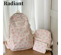 Questo set da 3 pezzi include uno zaino con motivo a fiocco per madre e figlia, uno zaino in stile scolastico dolce e carino per donne. È un set multifunzionale che include uno zaino, una piccola bors