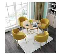 Questo Set da Pranzo Rotondo in Legno, Composto da Tavolo, Sedia e sedie, è Ideale per Ufficio, Hotel, Hall, Reception, Soggiorno e Aree Ricreative, ed è Disponibile in Stile Semplice con 80