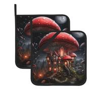 Questo set di 2 tappetini resistenti al calore con funghi rossi nel cielo notturno è perfetto per cuocere, grigliare e cucinare tutti i giorni.