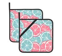 Questo set di 2 tappetini resistenti al calore con motivo a fette di agrumi rosa blu è perfetto per cuocere, grigliare e cucinare tutti i giorni.