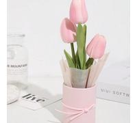 Questo set di mazzi di tulipani artificiali include un secchio di plastica, carta da imballaggio e 3 tulipani. È un nuovo mini secchio di tulipani, una piccola scatola di fiori, perfetto come regalo p
