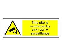 Questo sito è monitorato da 24 ore Cctv Surveillance - segnale di sicurezza - 3 mm alluminio Dibond per uso interno/esterno (300 mm x 100 mm) 5 m distanza di visione.