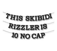 Questo Skibidi Rizzler è composto da 10 striscioni glitterati preassemblati senza tappo, grandi decorazioni da parete per il decimo compleanno, divertenti articoli per feste Zoomer Gen Z Slang