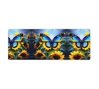 Questo tappetino per tastiera e mouse con farfalla blu girasole, 30,5 x 80 cm, è progettato per computer, console, uffici ed è adatto anche per giochi e studio.