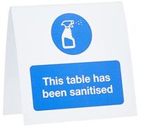 Questo tavolo è stato disinfettato, 100 x 100 mm carta da tavolo in plastica (confezione da 5)