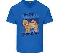 Questo Tipo Ama Il Suo Cane Chow Chow Maglietta In Cotone A V Per Uomo