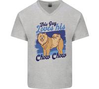 Questo Tipo Ama Il Suo Cane Chow Chow Maglietta In Cotone A V Per Uomo