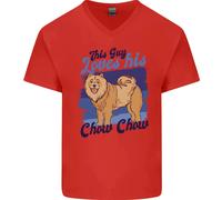 Questo Tipo Ama Il Suo Cane Chow Chow Maglietta In Cotone A V Per Uomo