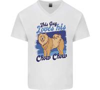 Questo Tipo Ama Il Suo Cane Chow Chow Maglietta In Cotone A V Per Uomo